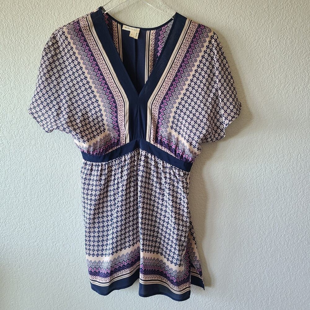 Anthropologie Meadow Rue Kimono Blouse SZ Small 100% Silk Side Zipper Floral - Picture 9 of 13